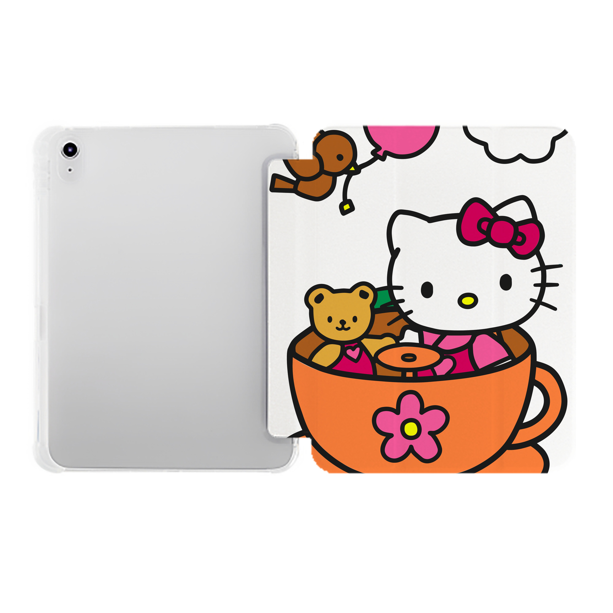 （画像用） Hello Kitty ハローキティ IPad ケース ペン収納付き 三つ折りスタンド PUレザー×シリコン 対応機種9.5/10.5/10.9インチ